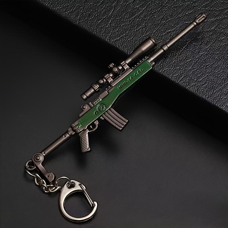 Anime Gun Keychain Set - Alloy mini metal weapon model, perfect for bag and table decoration, ideal birthday, holiday gifts, battlefield veteran decorations, miniature landscape decoration, game gun model, gun accessories suitable for gamers