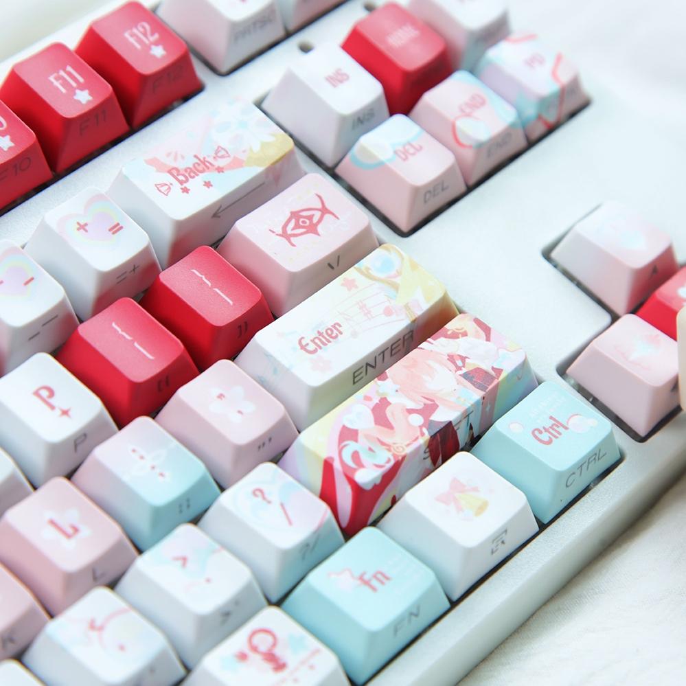 New Wind Violet Theme Side-Engraved Translucent Keycaps, Cherry Profile, Dual Color Pbt, Heat Transfer, Durable, DIY Mechanical Keyboard Keycaps
