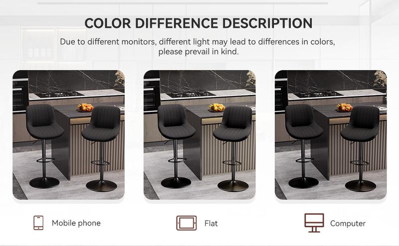 Bar Stools Set of 2, Adjustable Modern Swivel Bar Stools with Backs, Counter Height Performance Fabric Island Chairs for Home Kitchen, Dark Brown