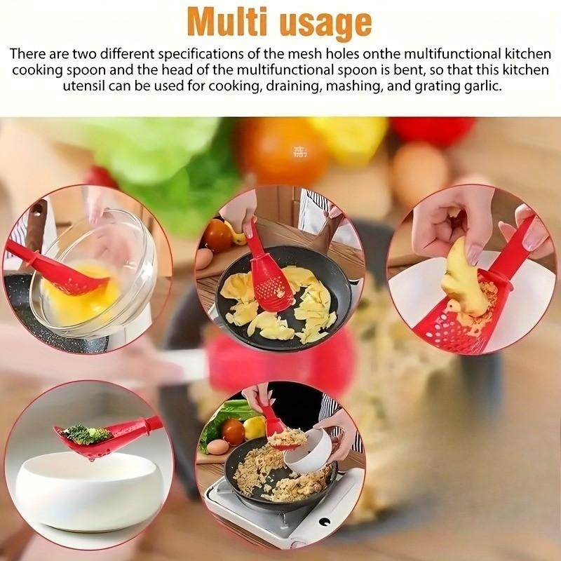 2pcs Multifunctional Kitchen Cooking Spoon, All-In-One Gadget for Grating, Mashing, Beating & Separating, Essential Kitchen Tool, Cooking Spoons Set