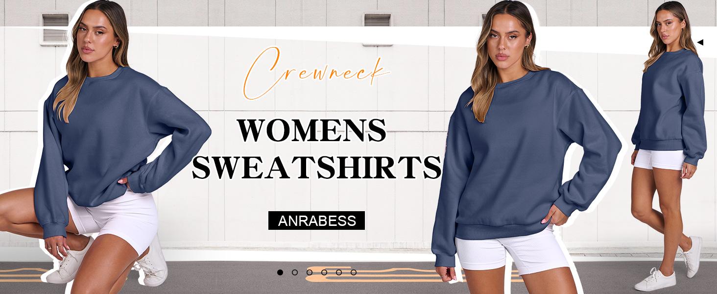 ANRABESS Women's Sweatshirts Hoodies Crewneck Oversized Fleece Pullover Sweaters Cute Top Y2K Teen Girls Preppy Clothes