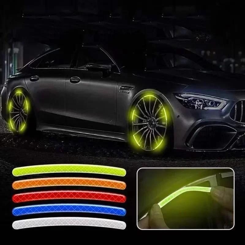 Reflective Wheel Stickers, Tire Warning Stickers, Rainbow Cool Creative Motorcycle Electric Bike Color Markers, Safety Accessories