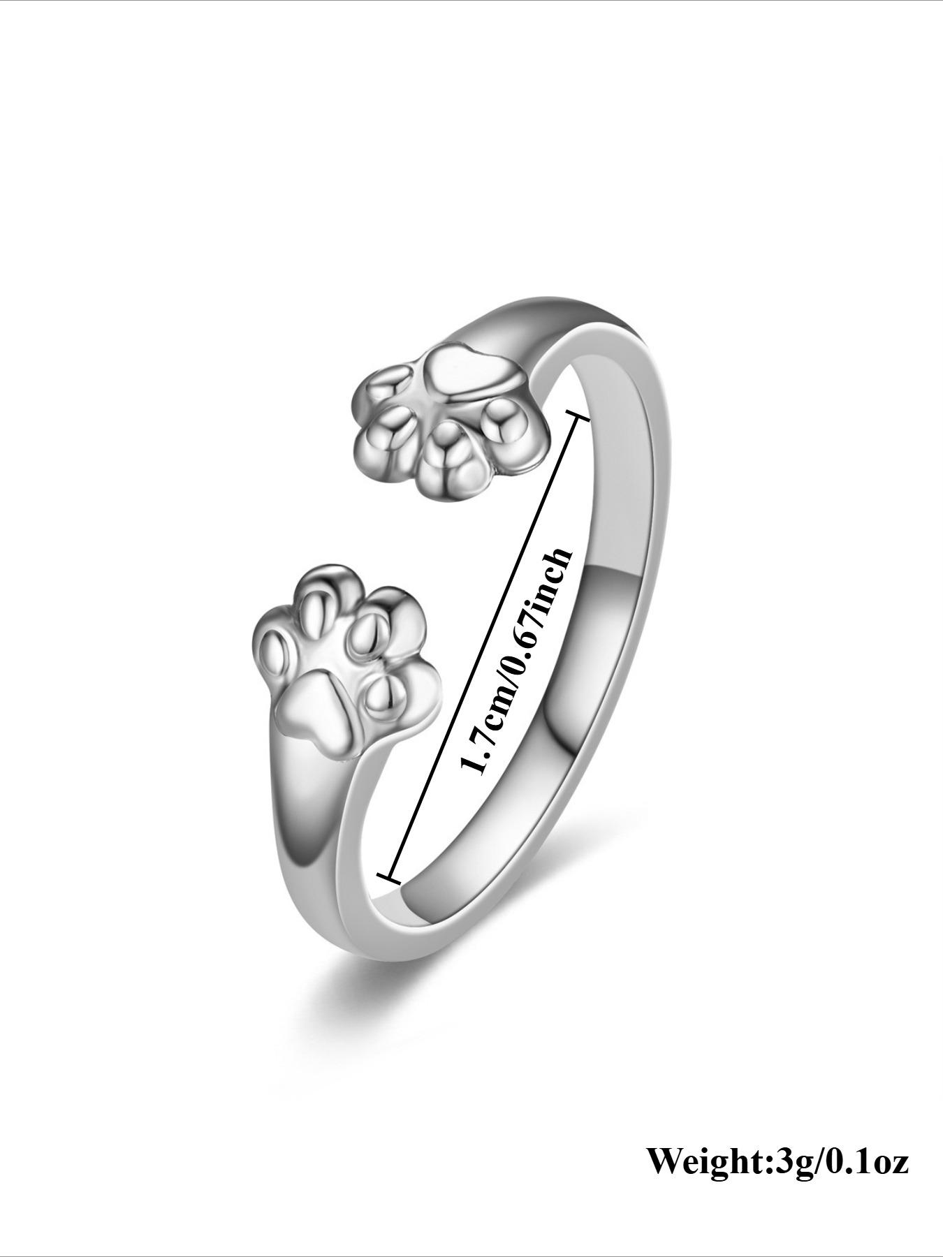 Fashionable and Cute Cat Paw Stainless Steel Non Fading Open Ring for Women, Simple and Casual Daily Commuting Versatile Ring
