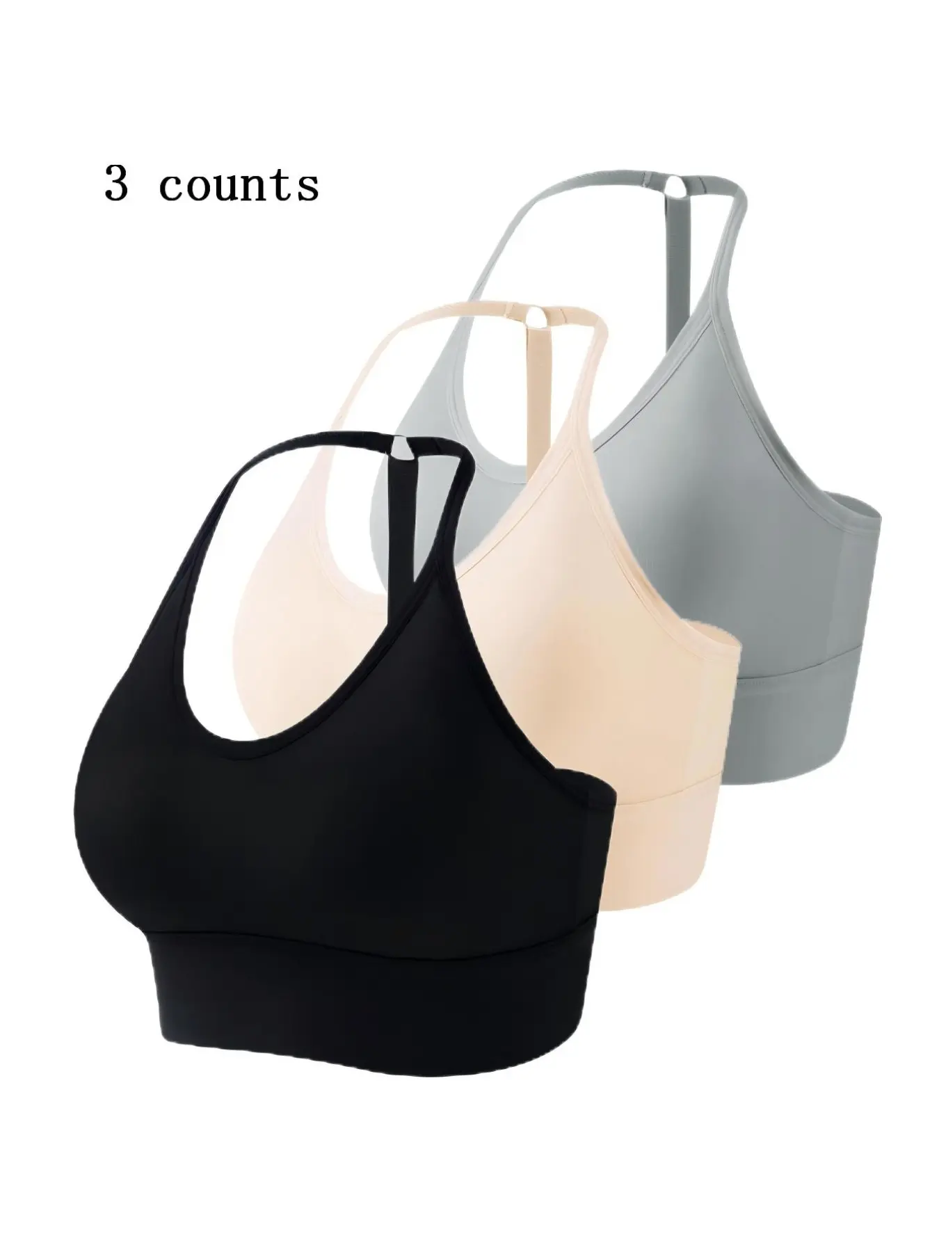 3pcs/5pcs Women's Halter Bra Set, Detachable Pads, Adjustable Y-Strap, Seamless Comfort, Wireless Full Coverage, Sporty Style