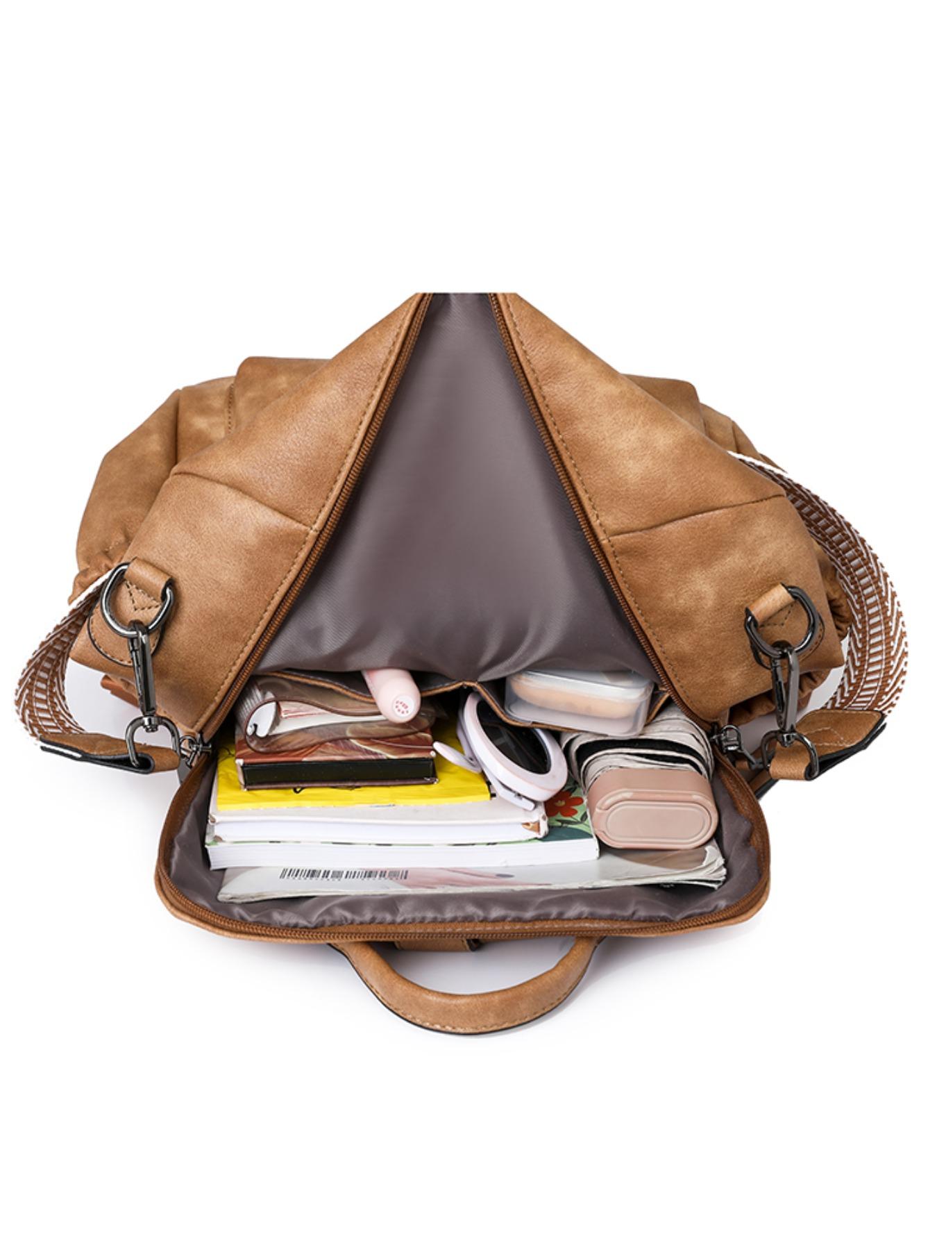 Two-Piece Backpack, Large Capacity Commuter Laptop Bag, Durable PU Material, Multi-Compartment Design, Ideal for Work, Travel, Shopping