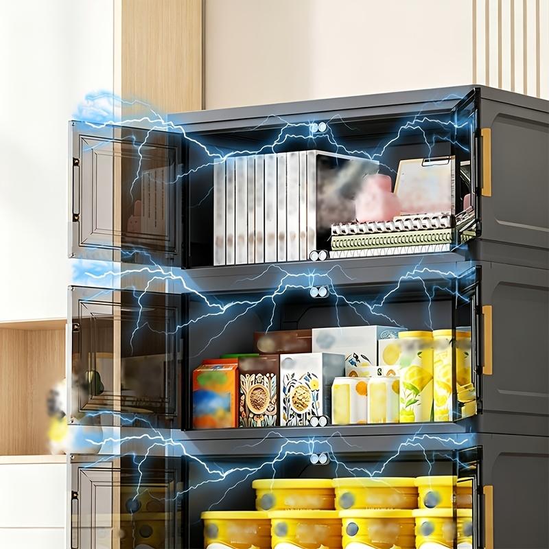 3/4/5/6 layer large capacity plastic storage box with lid, foldable organizer and storage cabinet with swivel wheels, household clothing, snacks and miscellaneous storage box, bedroom living room space saving storage cabinet, organizing cabinet handle