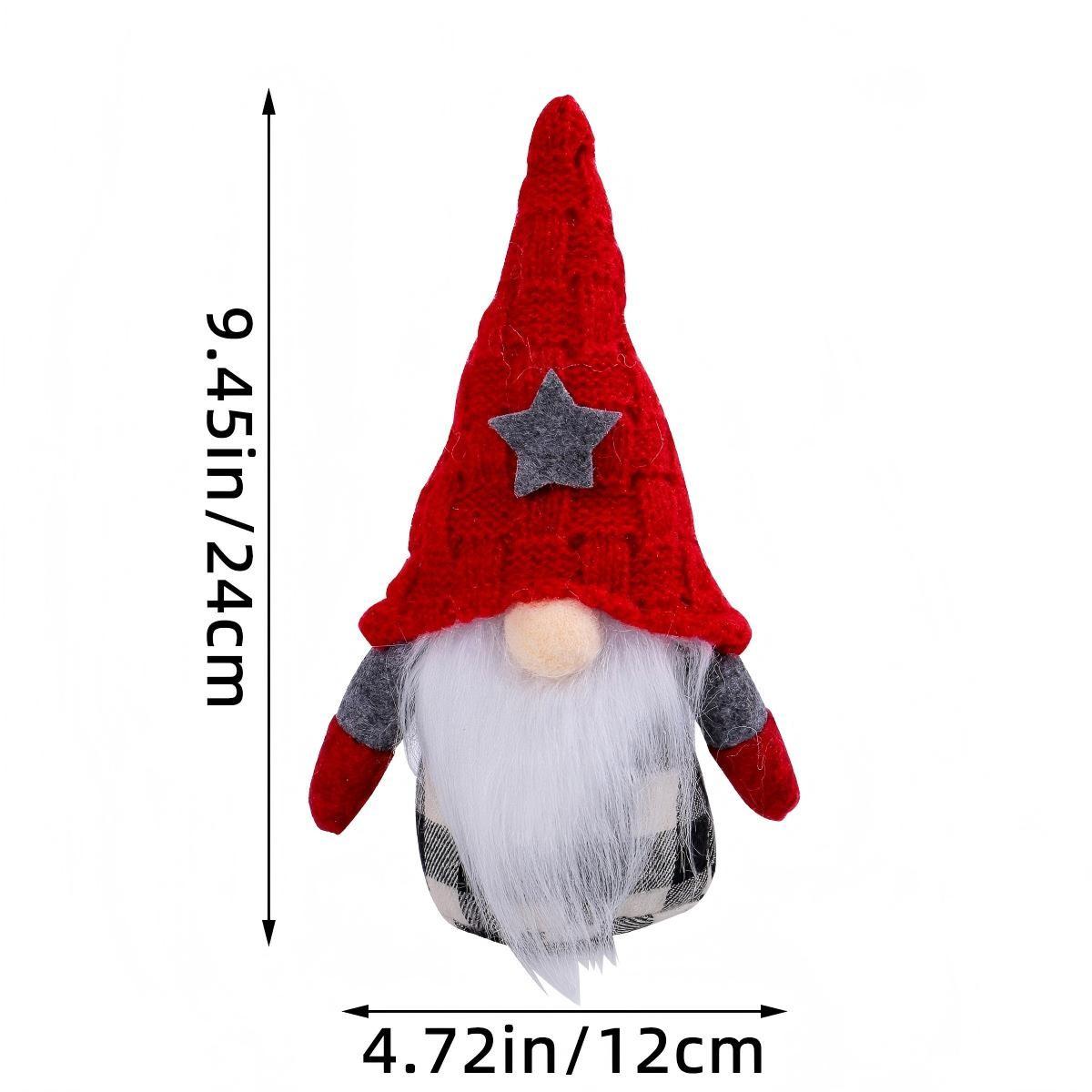 Christmas Faceless Elderly Star Knit Hat Elf Doll Ornament Fabric, Festive Holiday Decor, Unique Gift Idea, Cozy Winter Accessory