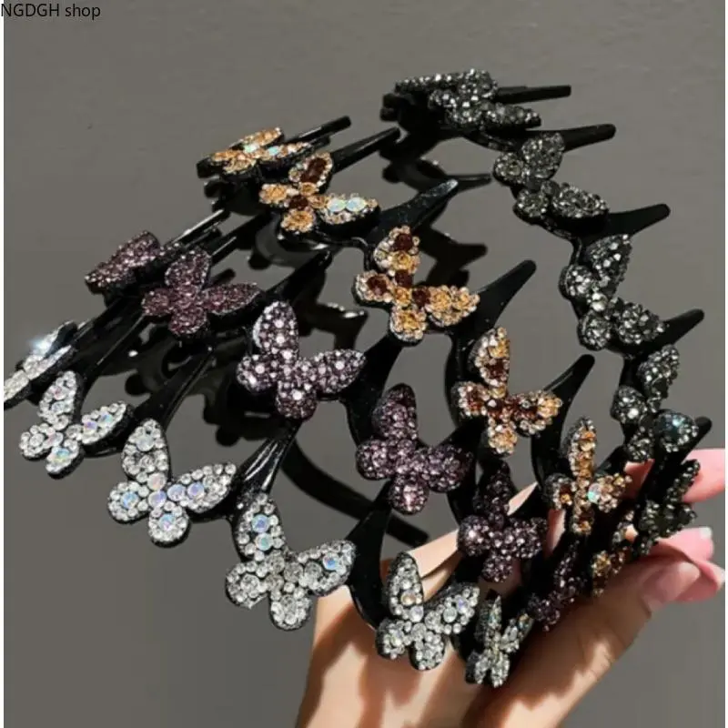 Trendy Butterfly Hairpin with Crystal Rhinestones, Shiny Clip-On Accessory for Women/Girls, Suitable for Daily and Party Wear, Daily Wear, Rhinestone Clip
