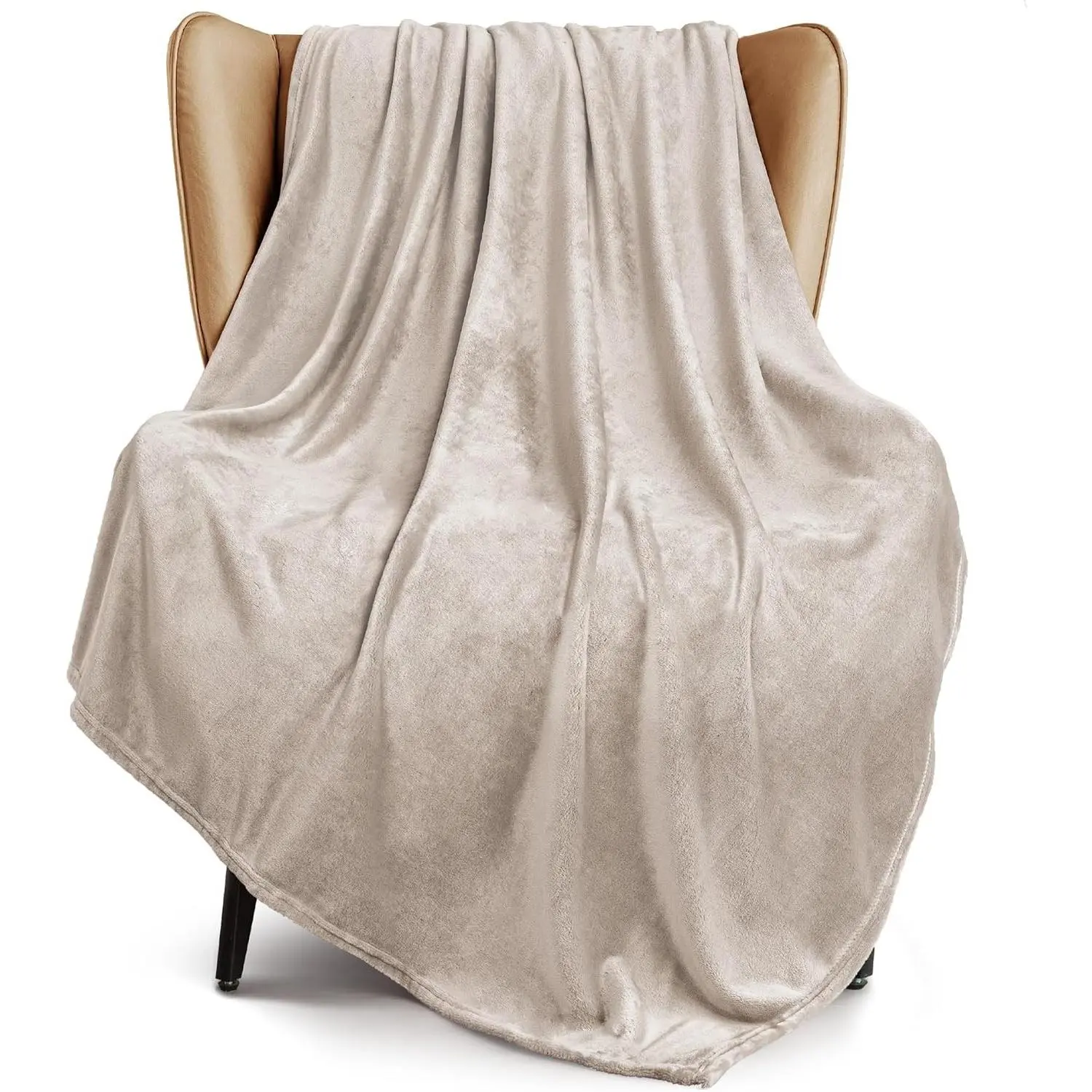 Soft Large Fleece Throw Blanket for Couch, Camel | 50x70 Inches, Double-Sided Brushed Flannel, Lightweight Plush Cozy Blanket for Home Decor, All Season, Machine Washable