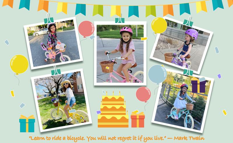 JOYSTAR 12-20 inch Girls Bike 4-12 Years Old Toddlers Kids Bike with Training Wheels & Basket Kickstand