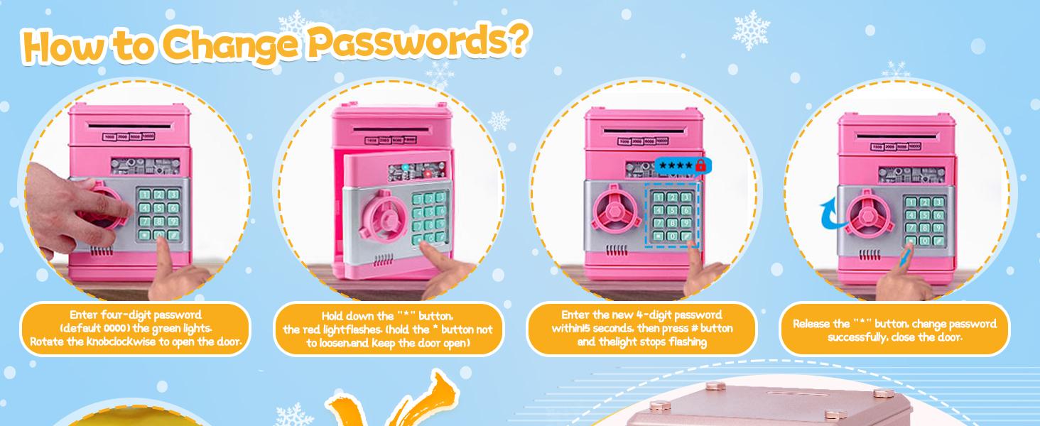 Electronic Piggy Bank with Password Code Lock | Kids Coin Money Savings Box Safe Cash Coin Can Toy, Mini ATM Banks for 3 4 5 6 7 8 9 10 11 12 Year Old Boys Girls  Christmas Birthday Gifts for Children