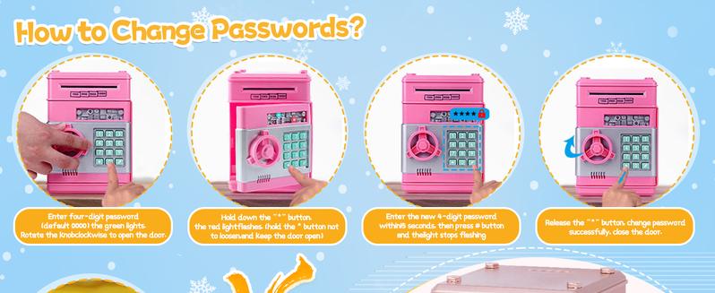 Electronic Piggy Bank with Password Code Lock | Kids Coin Money Savings Box Safe Cash Coin Can Toy, Mini ATM Banks for 3 4 5 6 7 8 9 10 11 12 Year Old Boys Girls  Christmas Birthday Gifts for Children