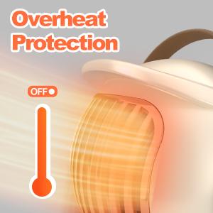 Space Heater, Portable Heater for Office Desk, 400W Mini Tent Warmer for Camping (Indoor Use), With Tip-Over Protection, Lightweight White