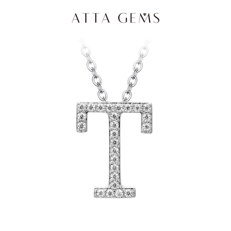 A~Z 26 Letters Necklace Synthetic Moissanite Pendant DIY Design Have Pendant and Chain Free N010