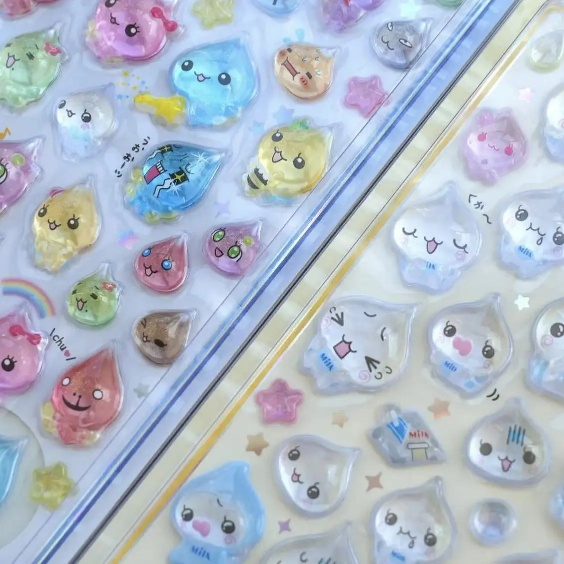 Vintage Small Water Drop Embossed 3D Crystal Stickers Cute Glitter Raindrop Crystal Epoxy DIY Decorative Stickers