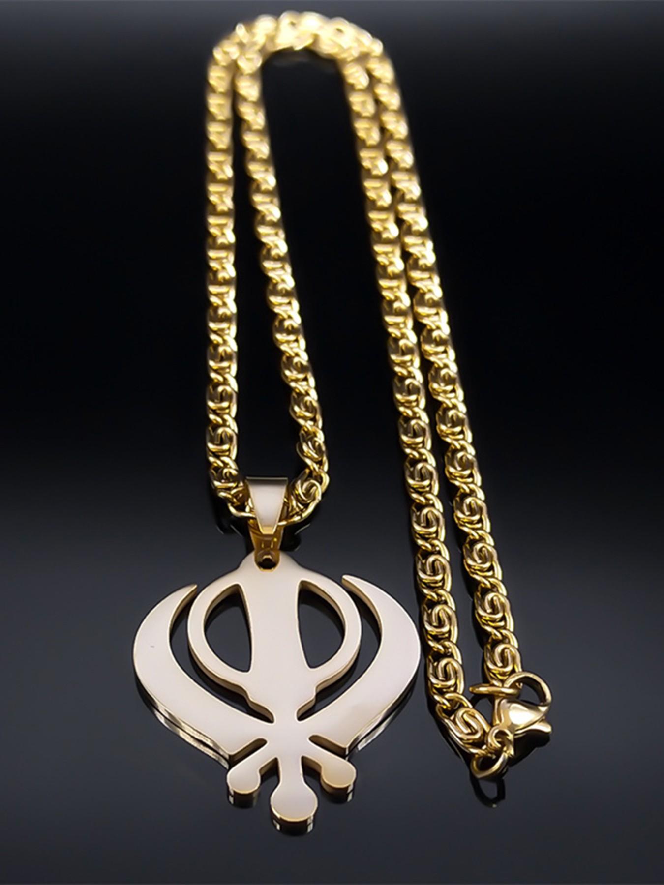 Sikhism Sikh Necklace Women Men Khanda Pendant Stainless Steel India Pakistan Malaysia Punjab Religious Necklaces