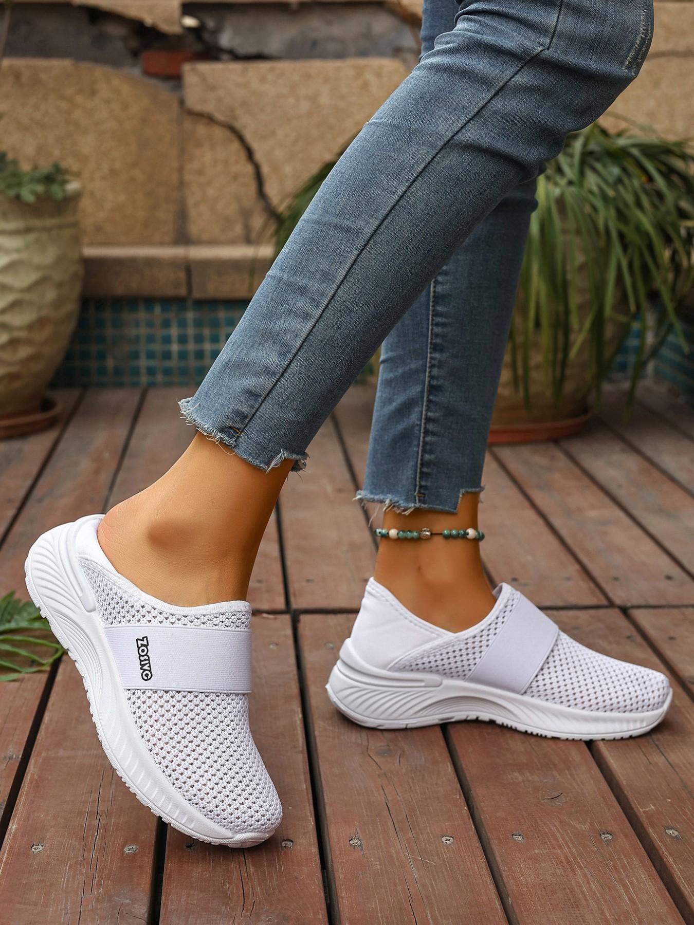 Unisex One-Step Slip-On Casual Sneakers, Lightweight Comfortable Running Shoes, Walking Shoes, Breathable Flyknit Sporty Leisure Footwear, Lightweight Slip Ons