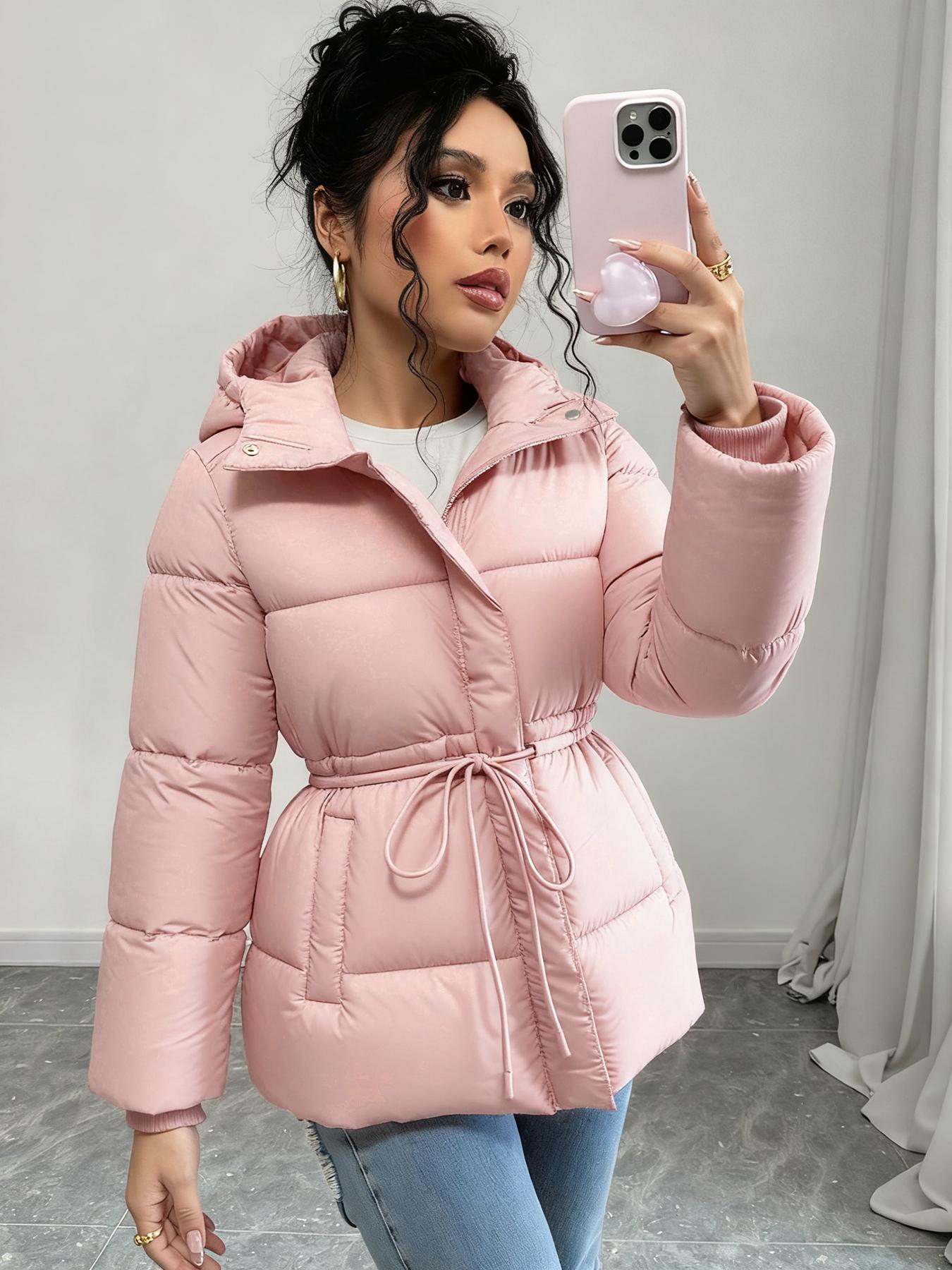 Women's Fashion Thickened Hooded Jacket, Waist-Centered Long Warm Coat for Outdoor Activities & Winter Travel