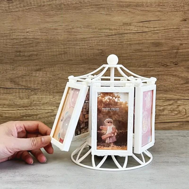 🎵 Photos Not Included | 1 Pc Rotating Musical Photo Frame | 360 Degree Spinning Multi Picture Display Stand