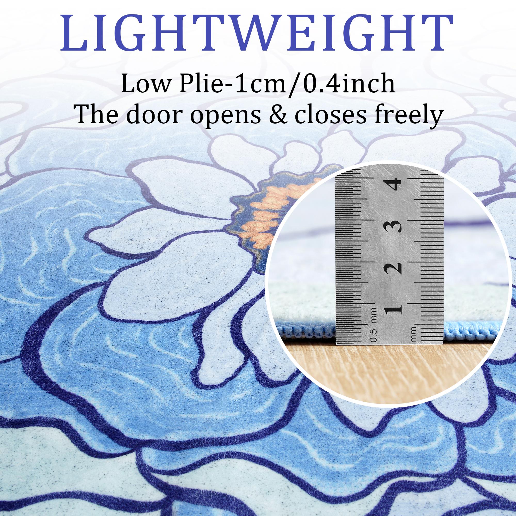 Lochas Floral Washable Living Room Area Rug ,Non-Slip Low-Pile Rugs for Entryway, Throw Small Stain Resistant Kitchen Rugs, Print Carpet for Office, Bedroom, Laundry Room, Nursery, Home Decor