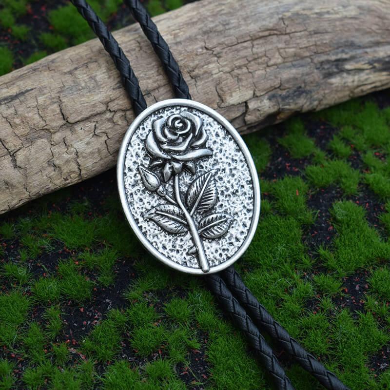 GTHIC Vintage Double Gun Rose Alloy Bolo Tie Unisex Simple Jewelry Accessories for Men Women Daily Wear