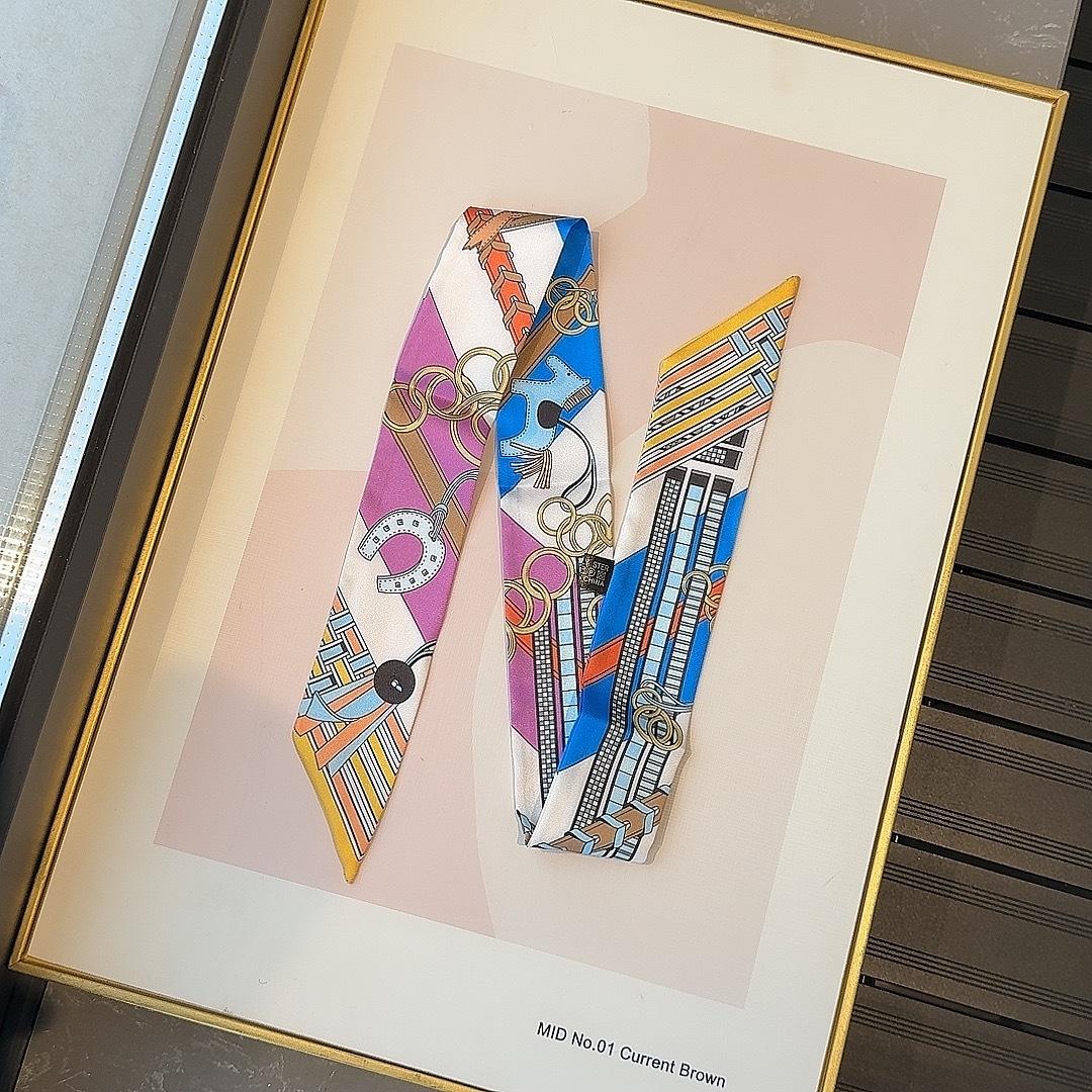 5-Piece Scarf Bag Set for Women, Narrow Scarf with Tie, Hair Accessory Neck Scarf, Fashion Gift Accessories, Ideal for Women