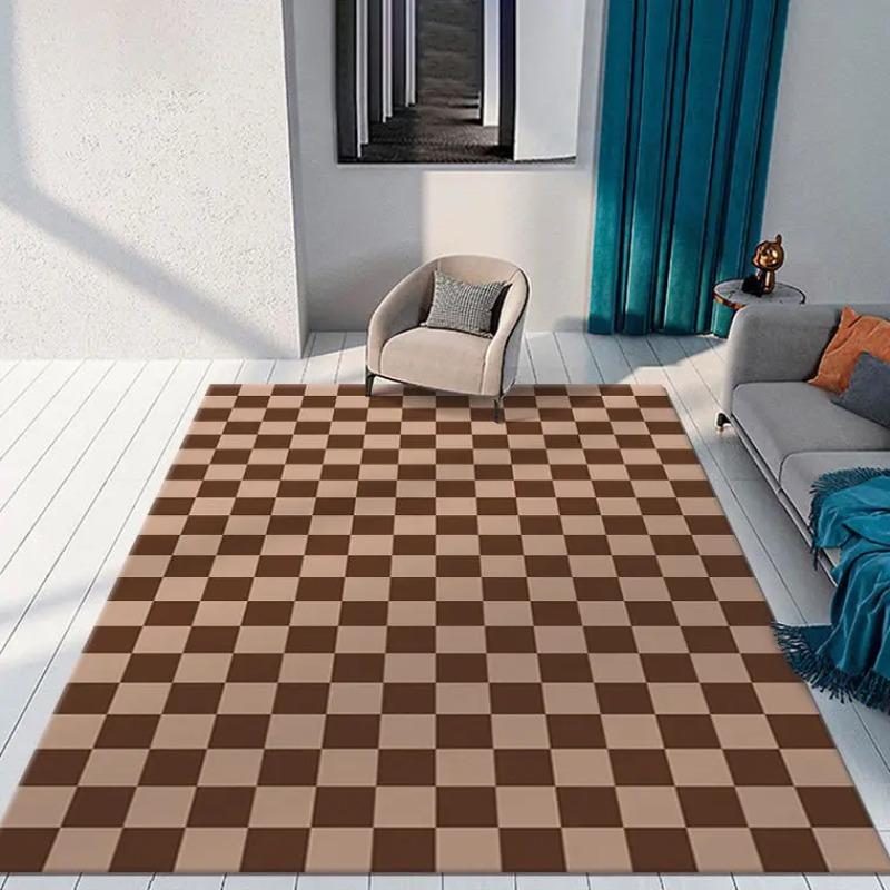 Black and White Checkerboard Flannel Area Rug - Classic Checkered Print Soft Mat for Living Room & Bedroom, Non-Slip Minimalist Home Decor #CheckerboardRug #BlackWhiteCheckMat #MinimalistHomeDecor #CheckeredCarpet #NonSlipFlannelRug