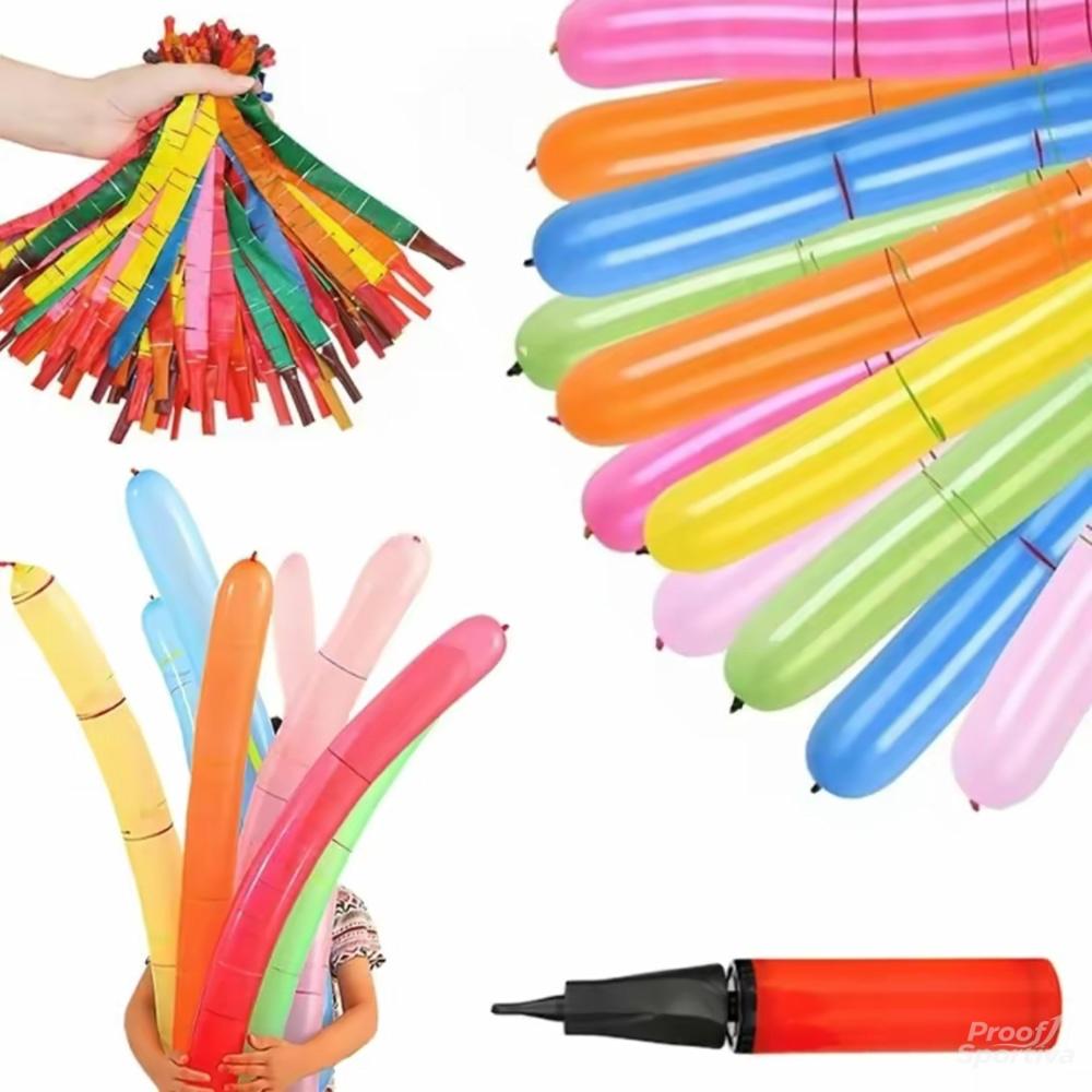 100 rocket balloons with two air pumps, colorful giant rocket balloons for parties