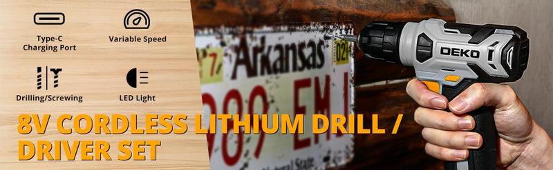 DEKO Tool Set With 8V Cordless Drill, 126-Piece Home Tool Kit For Bicycle Repair, DIY, Furniture Assembly, And Daily Home Maintenance, Portable Tool Box For Men And Women DEKO Tool Set With 8V Cordless Drill, 126-Piece Home Tool Kit For Bicycle Repair, DIY, Furniture Assembly, And Daily Home Maintenance, Portable Tool Box For Men And Women