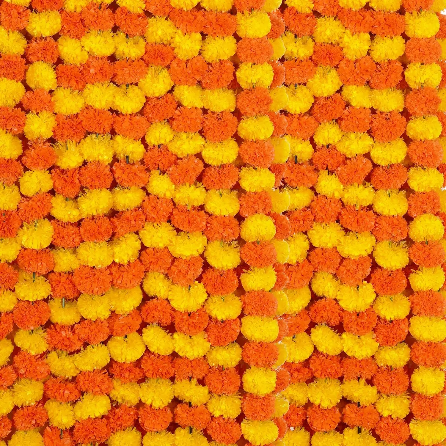 5 PC - 5 feet Artificial Marigold Flower Garland – Long Strands for Diwali, Wedding & Festive Decoration – Traditional Indian Home Decor