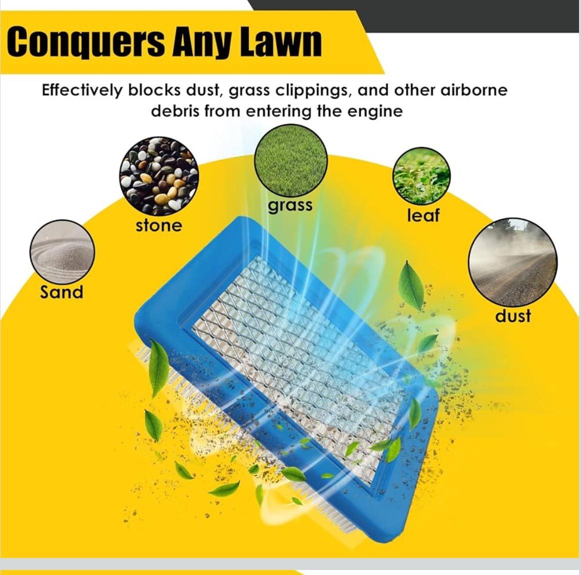 491588S Flat Air Filter Replacement for Briggs & Stratton 491588 399959 Lawn Mower Engine Premium Paper Air Filter Quantum Series 491588S