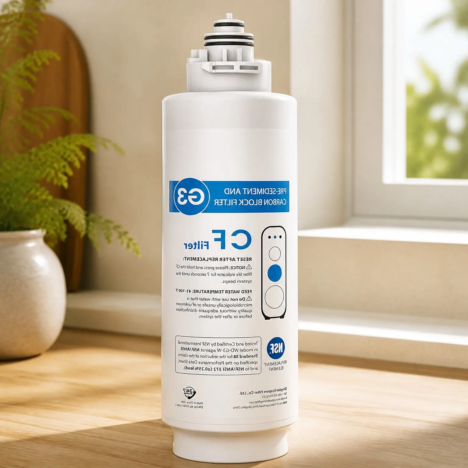 G3-N1CF Under-Sink Reverse Osmosis Replacement Filter for G3-W, G3P600 & G3P800 RO System, 6-Month Filter Life, NSF/ANSI 372 Certified, Easy InstallationGift