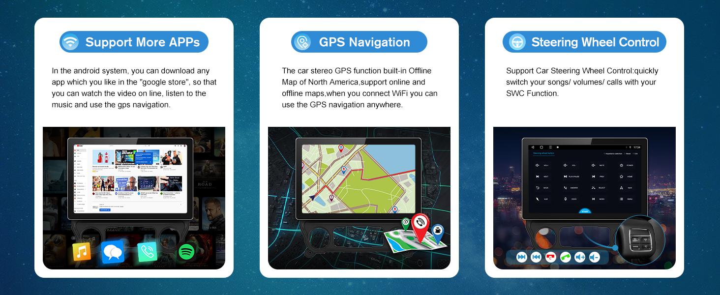 Car Stereo for Chevy Silverado GMC Sierra 2014-2018 touch screen has Android Auto Wireless Carplay, Bluetooth WIFI supports GPS Navigation（With Bose system, you need to purchase an additional fiber optic box! ! !）