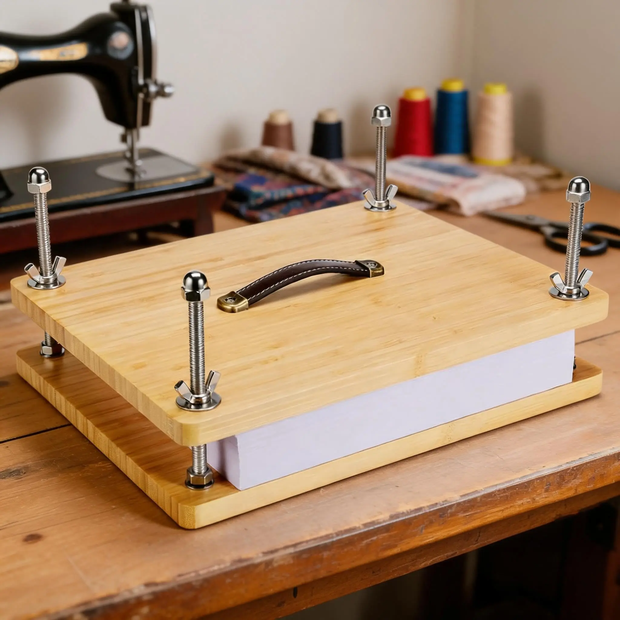 GAOMON Multi-Size Manual Book Binding Press Kit - Durable Solid Wood Construction, Stainless Screws, Comfortable Leather Handles for DIY Users, DIY Bookbinding, Scrapbooking (Office Stationery Binder Accessory)