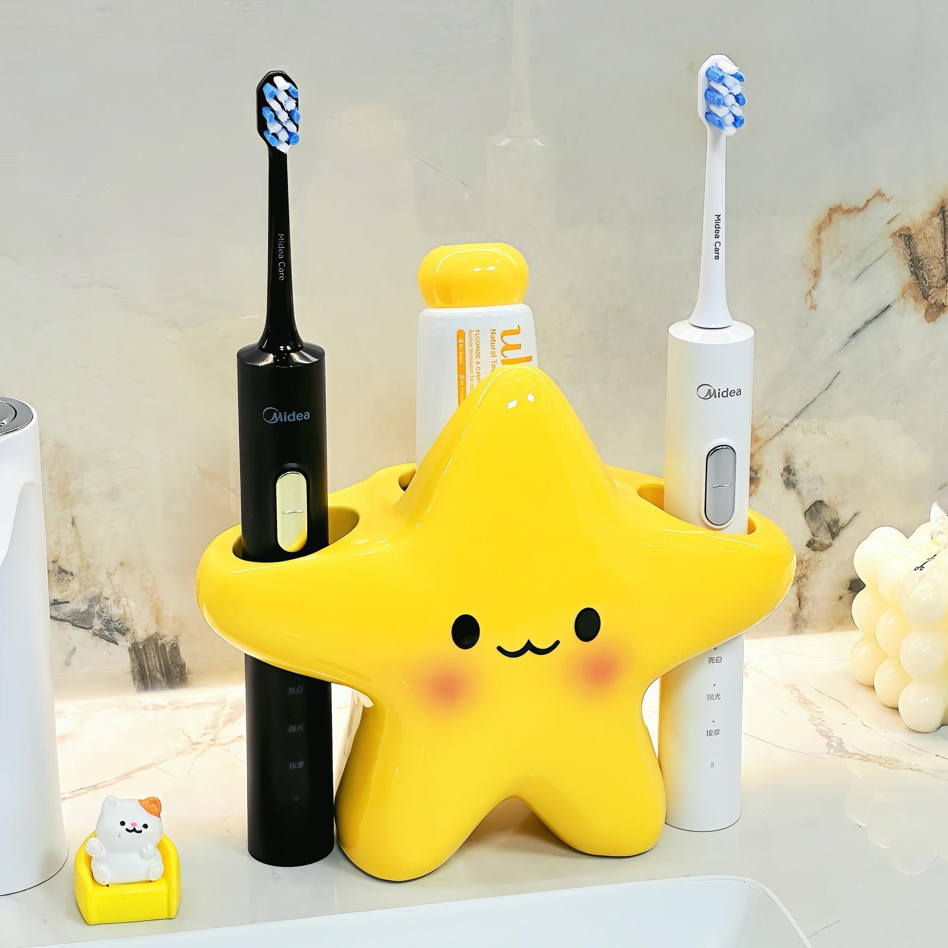 Cartoon Star Electric Toothbrush Holder, Cute Creative Bathroom Toothbrush Rack, Toothpaste Organizer, Home Use, Fun Design