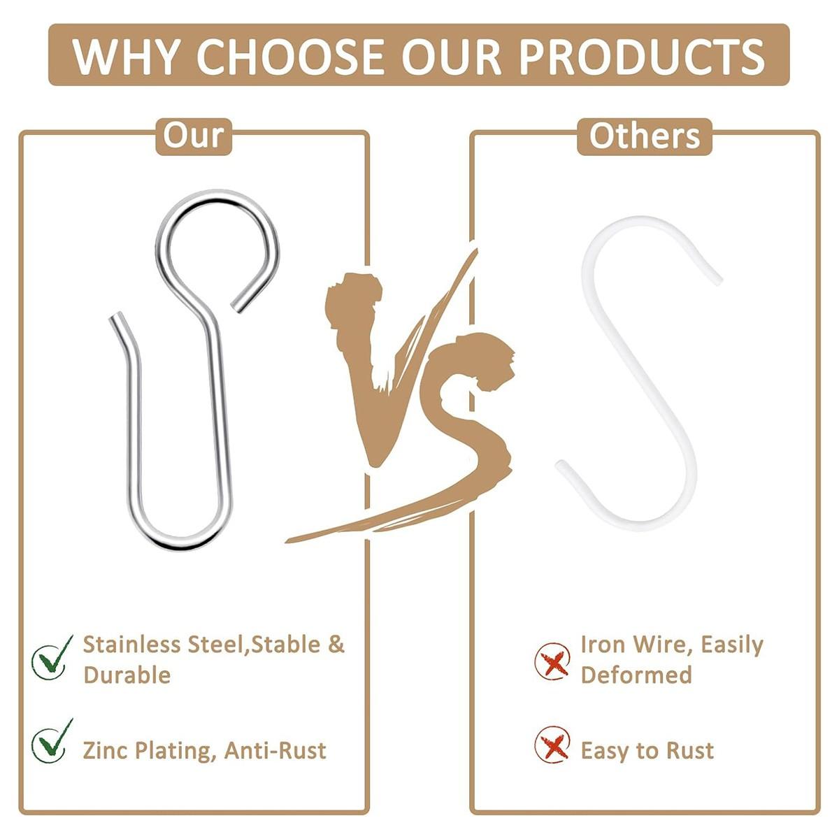 50pcs Small Curtain Track Hooks, S Shaped Short Drape Pins, Flexible Ceiling Curtain Track Rollers, Metal Rod Clips Holder - Silver Color