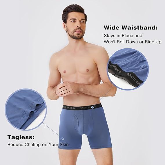 BAMBOO COOL Men's Underwear Boxer Briefs Soft Comfortable 92% Viscose 8% Spandex Gift Sets for Boyfriend 4 Pack or 7 Pack Premium Material Breathable Moisture-Wicking Elastic Stretching BAMBOO COOL Men's Underwear Boxer Briefs Soft Comfortable 92% Viscose 8% Spandex Gift Sets for Boyfriend 4 Pack or 7 Pack Premium Material Breathable Moisture-Wicking Elastic Stretching
