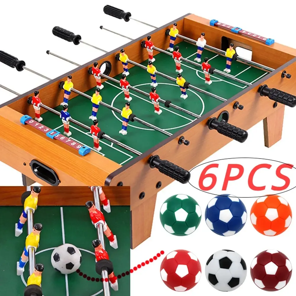 Unisex 6-Pcs 32mm Black-White Flexible Mini Table Football Balls, Replacement Balls for 10-12 Yrs Kids' Tabletop Game Training & Entertainment Accessories
