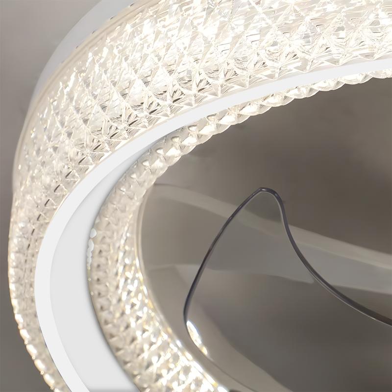 GLITGATE Diamantes Smart Ceiling Fan with Light 20" White Crystal 6-Speed Reversible DC Motor APP Remote Control Timer Dimming 3 Color Temperatures for Bedroom Living Room