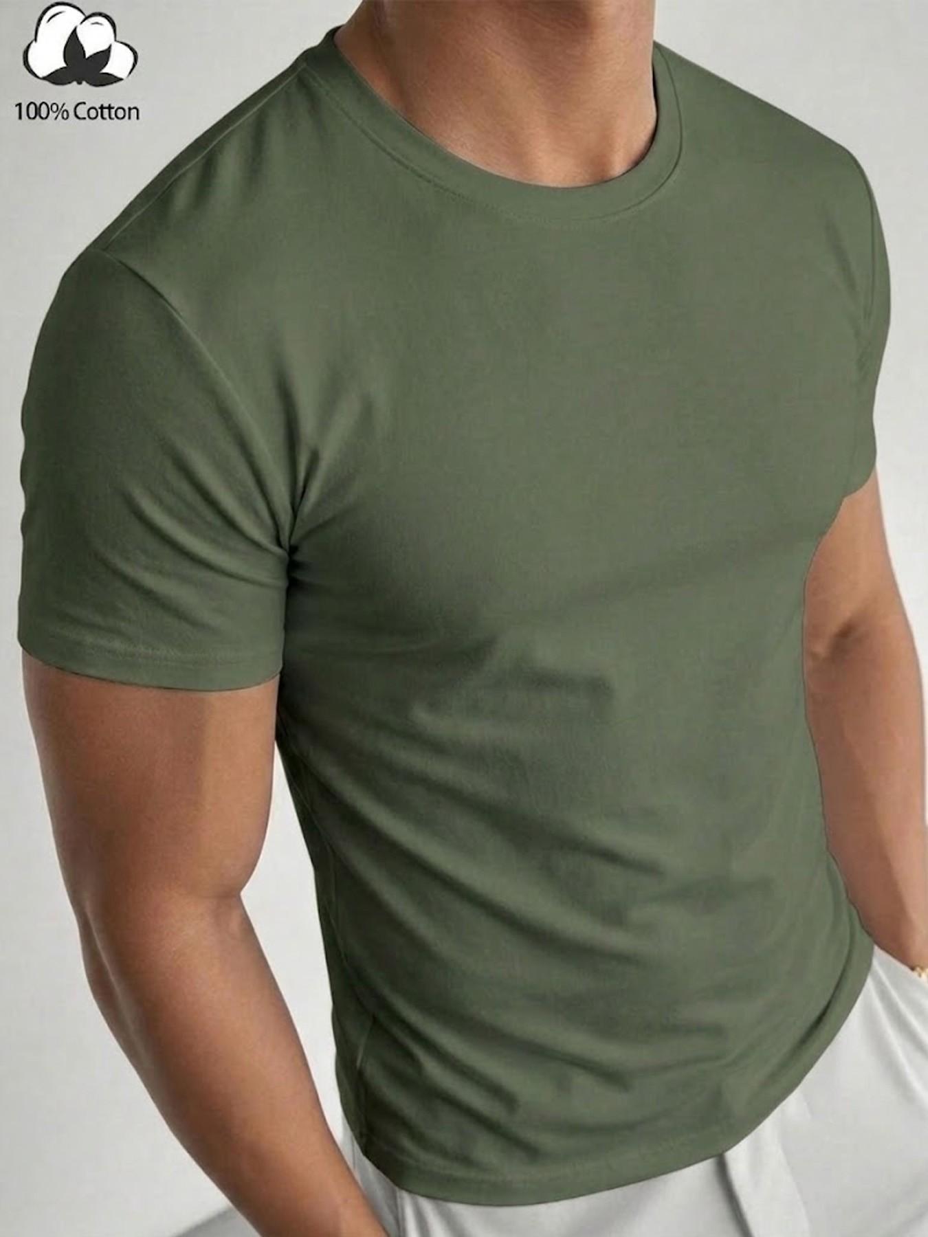 Men’s 100% Cotton Muscle Fit T-Shirt - Slimming Body-Hugging Crew Neck Tee, Breathable Soft Fabric, One Wear Multiple Ways for Gym, Streetwear & Office Casual, Clean Fit Everyday Basic, Athletic Shirt