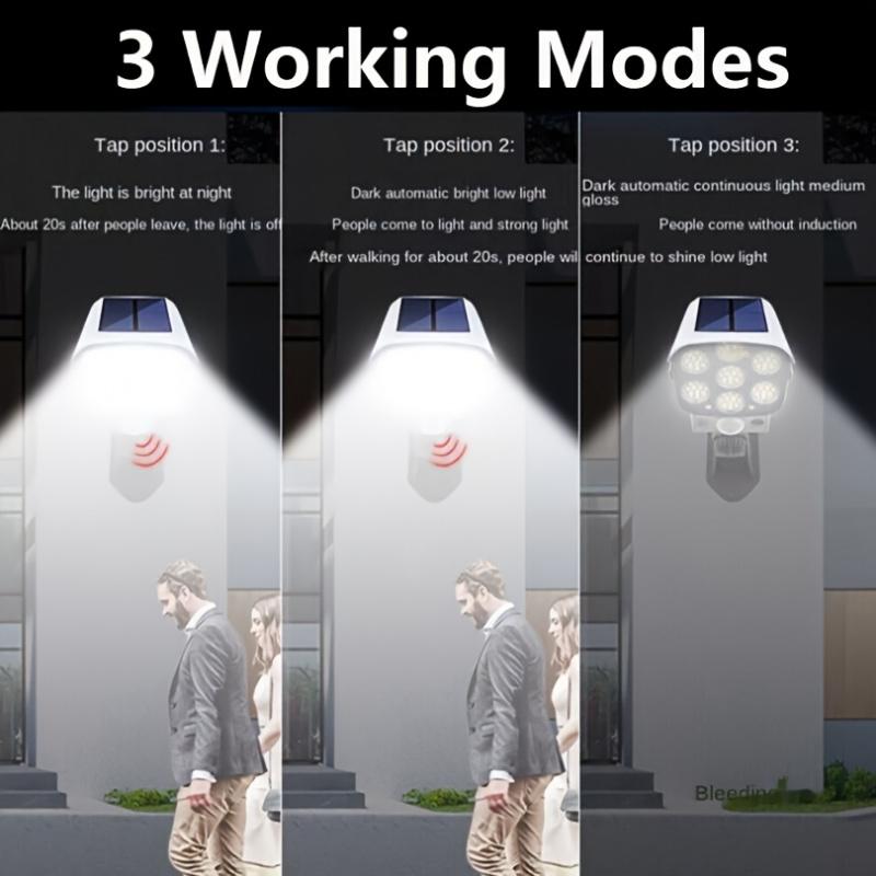 One Outdoor Sports Sensor Solar Light, A Fake Camera Solar Light, 77 LED Spotlights With Remote Control, Wireless Floodlight Fake Security Camera, Suitable For Hotels, Porches, Gardens, Terraces, Private Paths