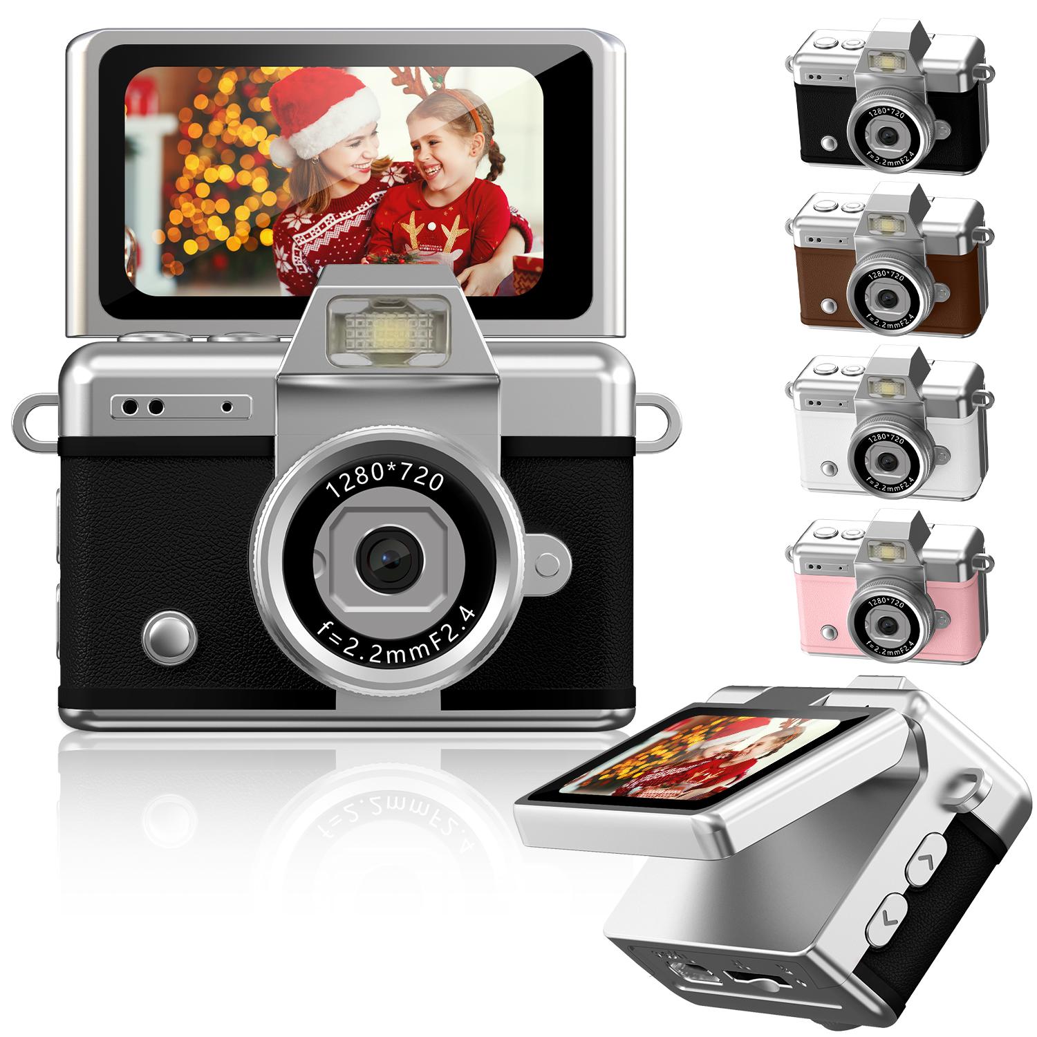 Thumb-Sized Ccd Flip Camera, Portable Vlogging Camera, Fashion Accessory, 180° Rotatable Screen, Backlight, Movie-Level Vlogs, 32GB Memory Card Included