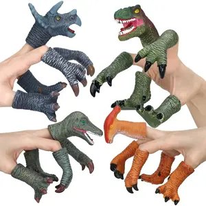 Dinosaur Toys Dinosaur Figure, Rubber Dinosaur Finger Puppets Set with Heads, Paws, and Feet, Bath Toys for Kids, Finger Puppets 20pcs