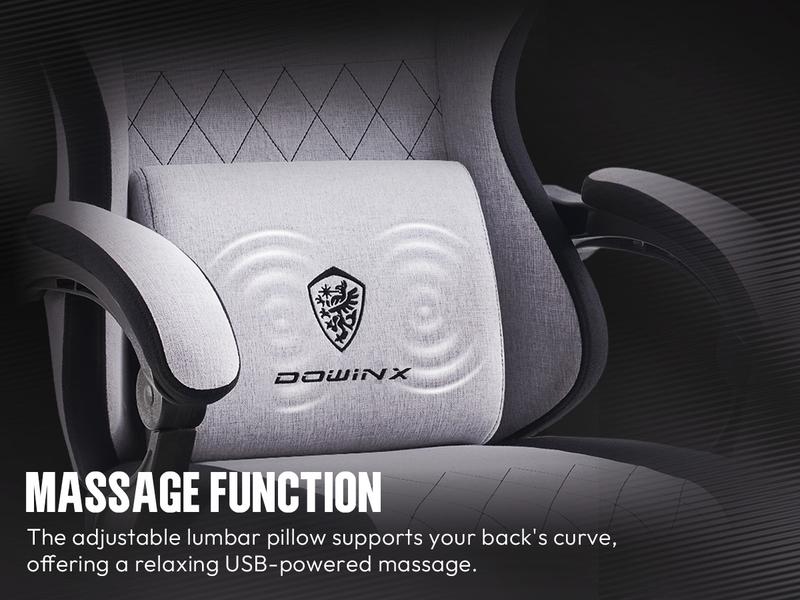 Dowinx Lumbar Massage Support office game Chair, spring cushion fabric, foot pedal ergonomic chair 300 LBS