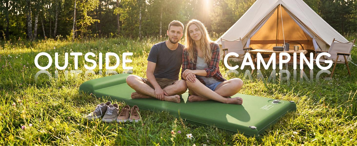 Memory Foam Camping Sleeping Pad with Pillow - 9.5 R-Value Insulated, Quiet, Foldable Portable Self-Inflating Mattress for Backpacking, Car Travel, R-Value 9.5