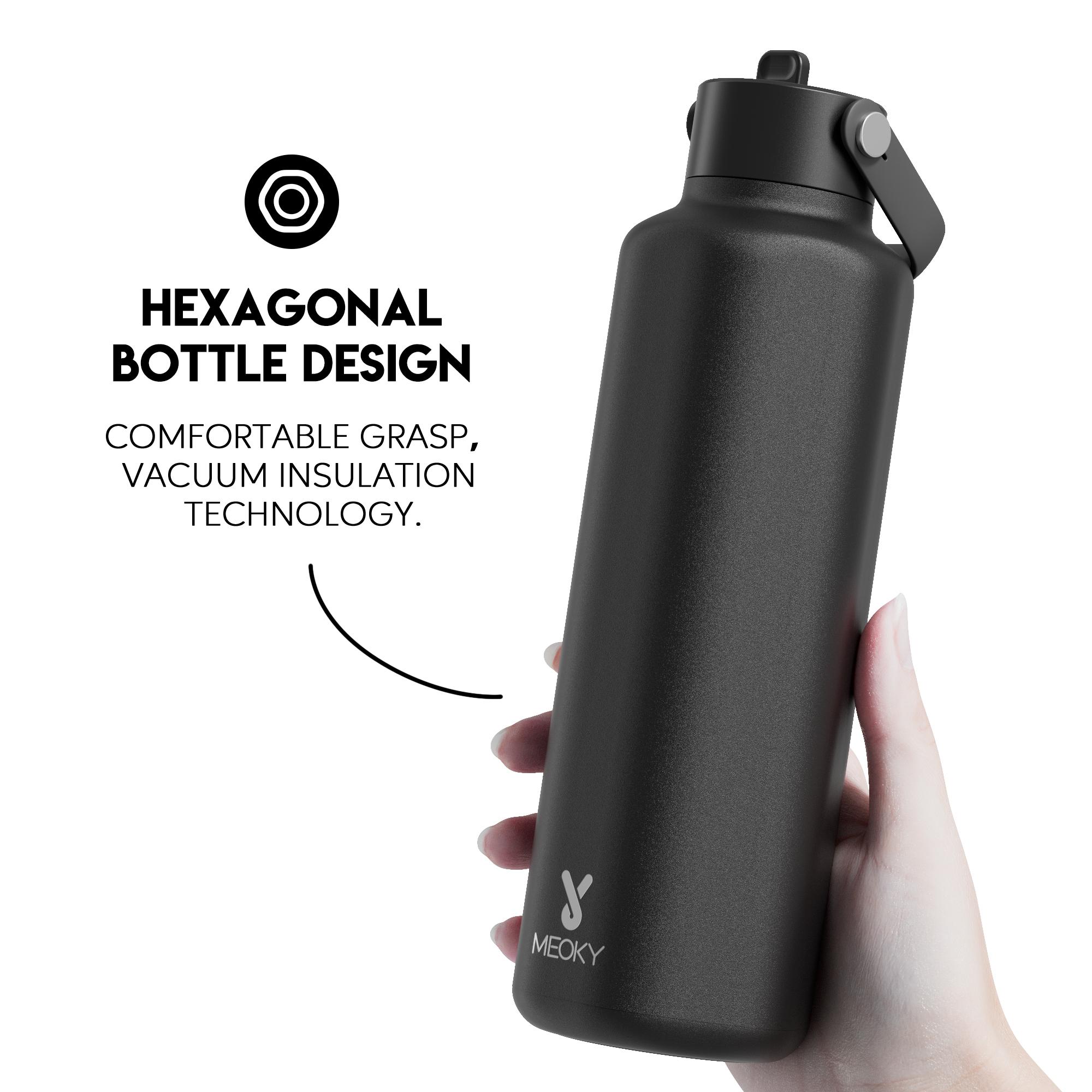 【Meoky 】24oz Hexagonal Thermos bottle, Hot Water Mug,Lightweight and Easy to carry, Soft Silicone Handle Design, Multifunctional Cup Lid, Non-slip and Leak-proof, Insulated For 8 Hours, Refrigerated For 24 hours, Suitable for office and travel