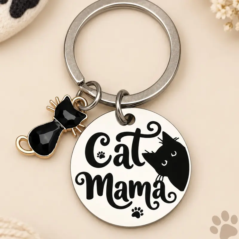 Unique Cats Lover Gift for Women & Girls, Funny Halloween Cat Lady Keychain, Trendy Cute Keychain, Keychain For Bags, Keychain For Purse, Funny Keychains, Perfect Mother's Day, Christmas, Birthday Present