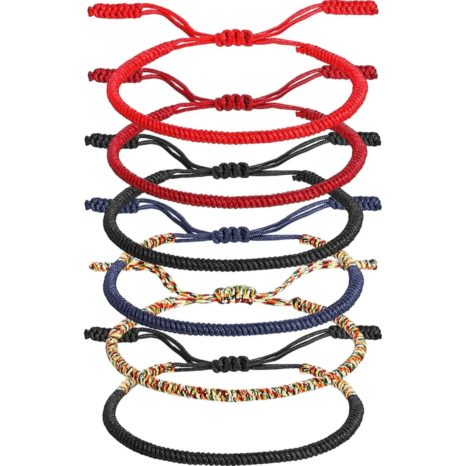 6 count Tibetan Bracelet Buddhism  Knot Rope Bracelet Woven Thread String Bracelet Lucky Multicolor String Thread for Men Women Friendship Couple