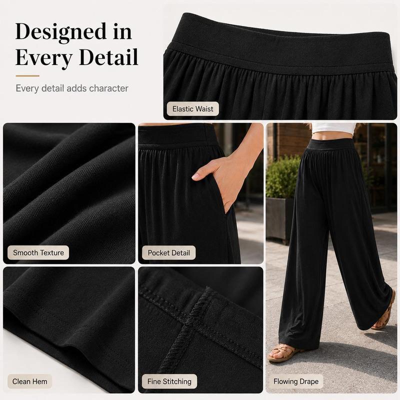 Women's Elastic High-Waisted Wide-Leg Pants 2025 New Casual Sports Trousers High-Quality Fabric