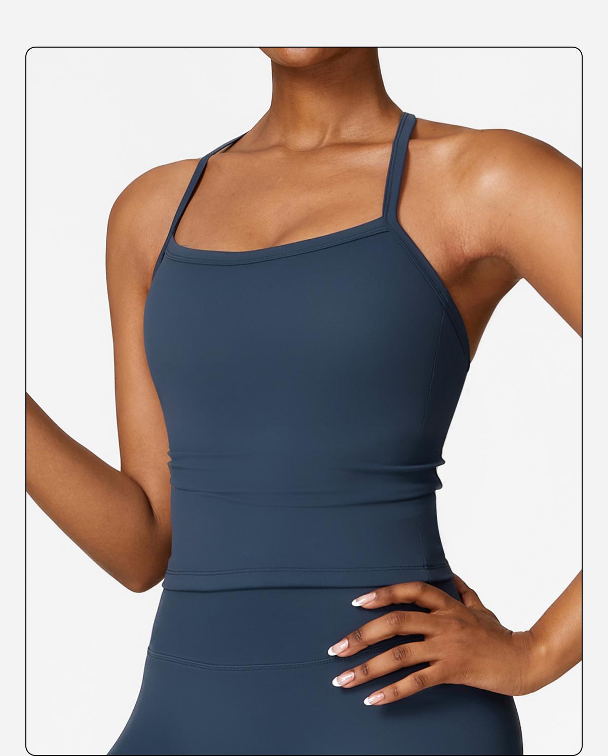 MFVIM  Women's solid color camisole sports undershirt, high elasticity breathable and comfortable self-padded sports undershirt, suitable for yoga gym workout, women's indoor and outdoor sportswear Cherry-Red Valentine's Tops women Casual Womenswear Basic